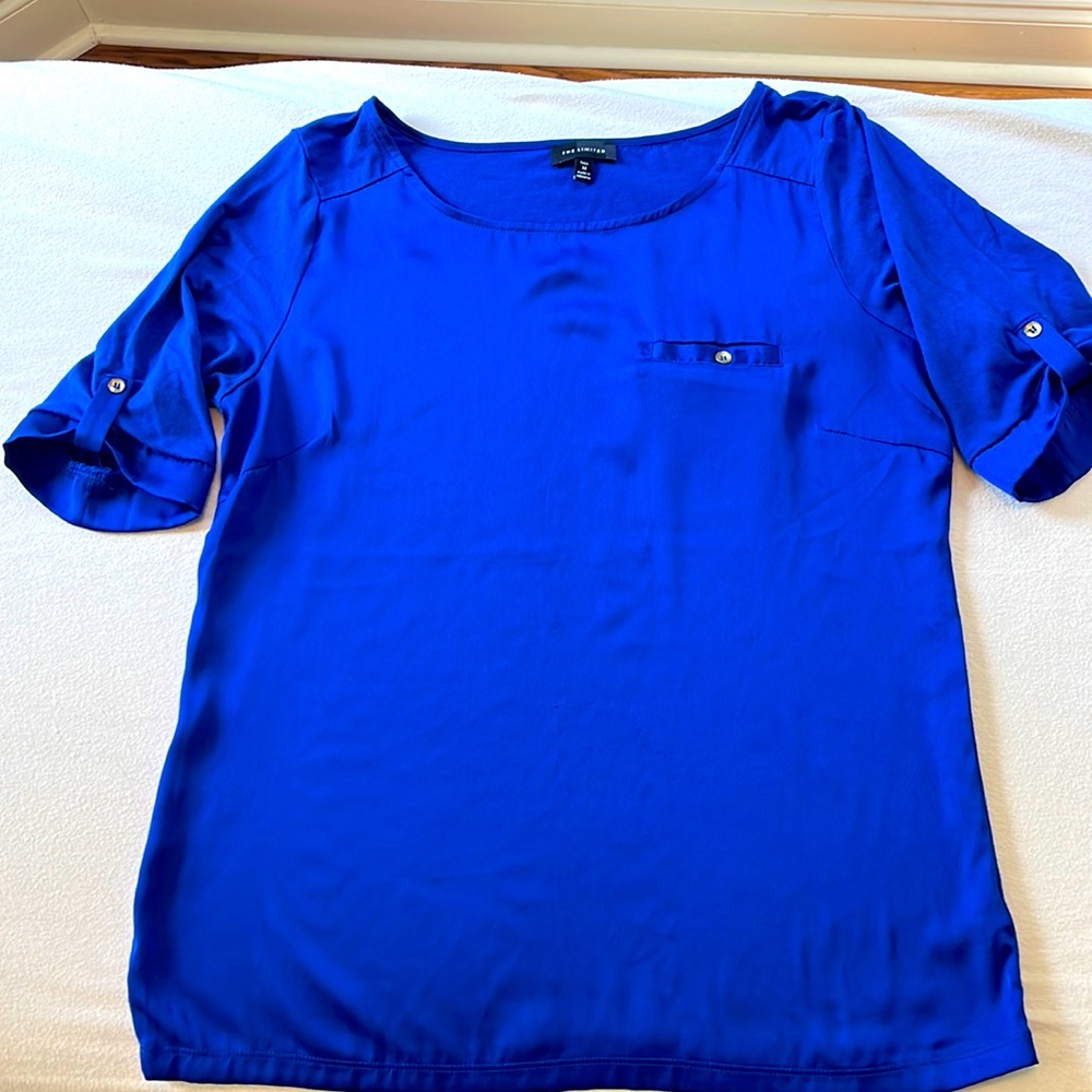 Short sleeve, business-casual blouse, royal blue, sz Medium Tall